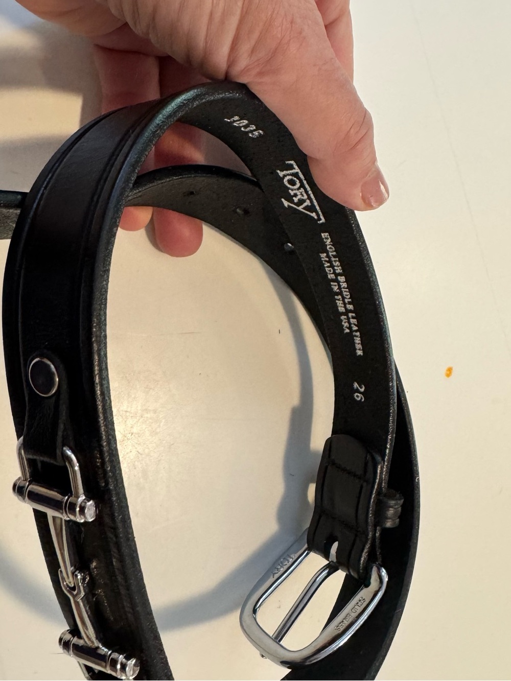 Tory English Bridle Leather Belt - Picture 3 of 10